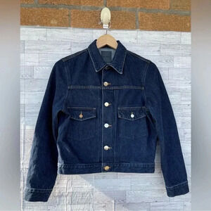 Goldsign The Pleat Cropped Denim Jacket size medium